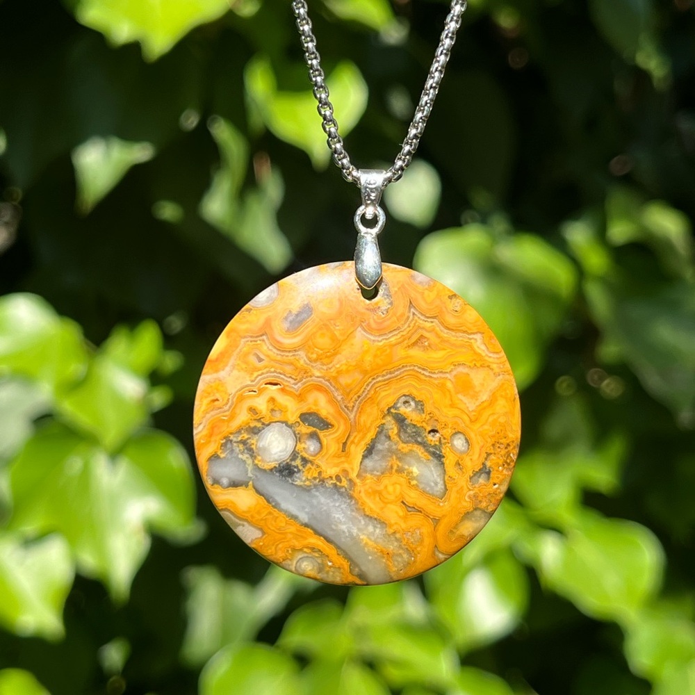 Sterling silver crazy lace agate pendant 1426